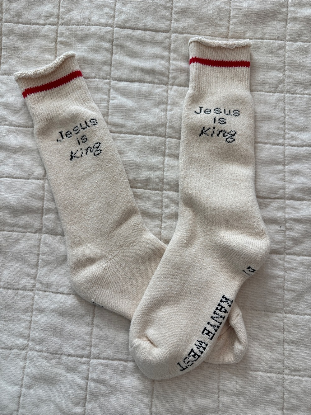 Kanye West Jesus is King Socks Natural Yeezy One Size